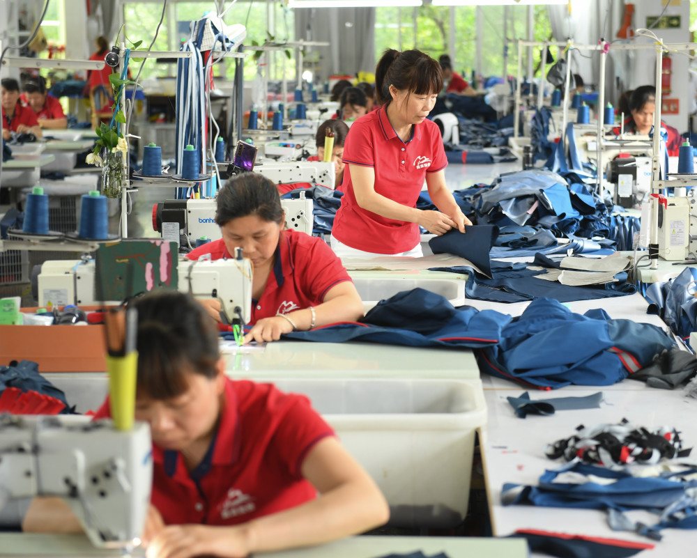 Outdoor jacket production floor in Guangzhou